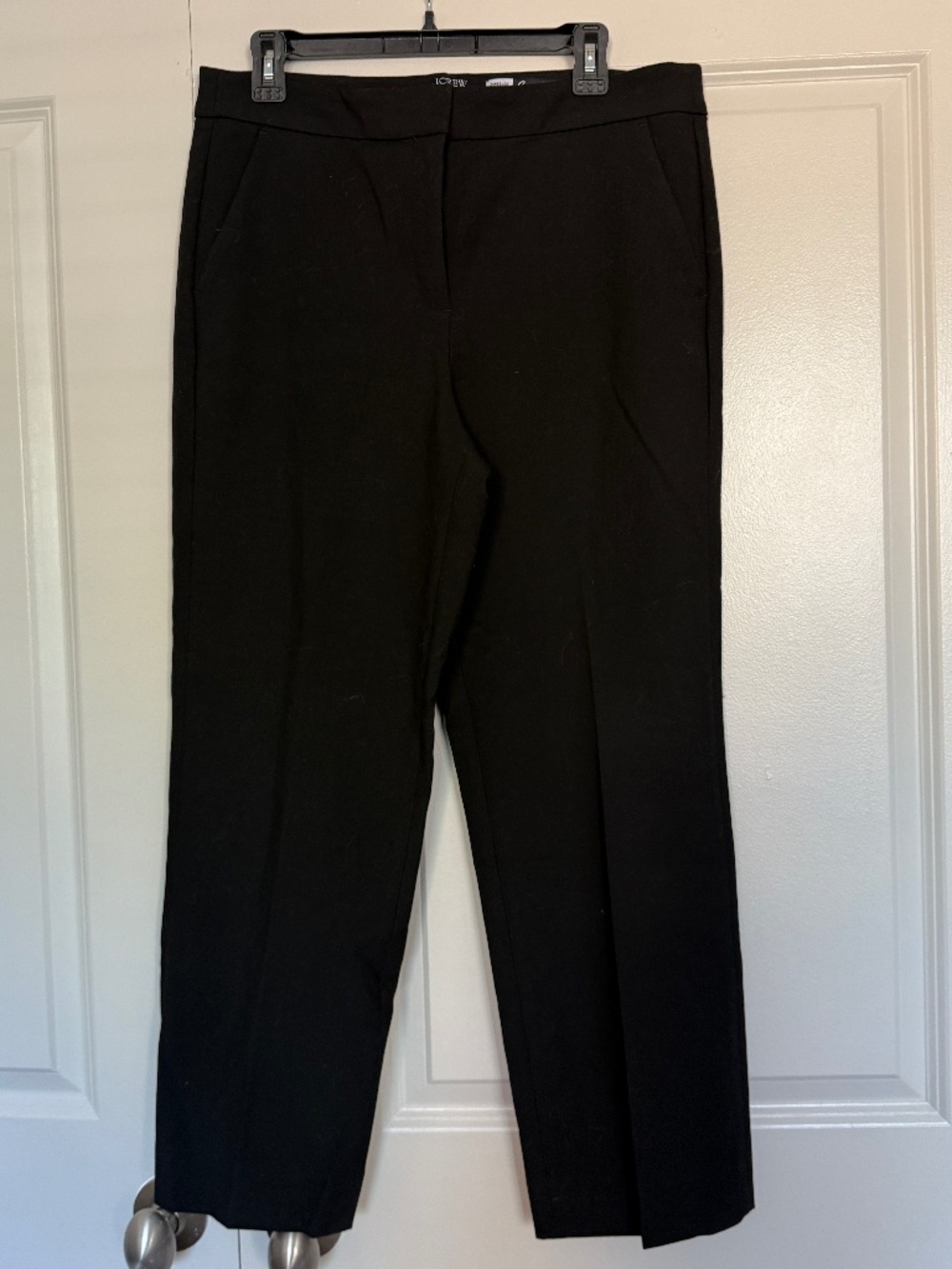 J.Crew Kate Slim-Straight Trousers Black Size 12 Carreman Fabric